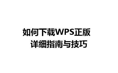 如何下载WPS正版  详细指南与技巧