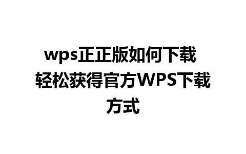 wps正正版如何下载 轻松获得官方WPS下载方式