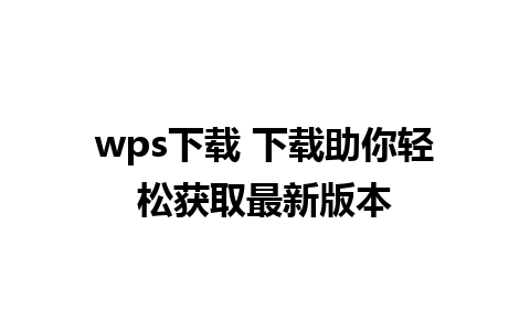 wps下载 下载助你轻松获取最新版本