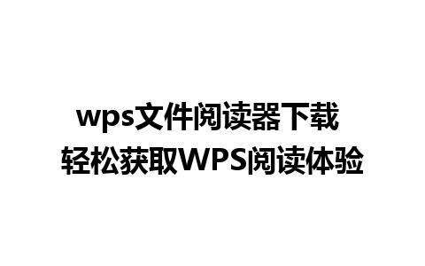 wps文件阅读器下载 轻松获取WPS阅读体验