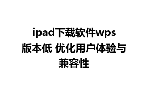 ipad下载软件wps版本低 优化用户体验与兼容性