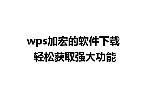 wps加宏的软件下载 轻松获取强大功能