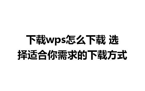 下载wps怎么下载 选择适合你需求的下载方式