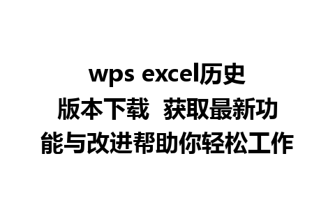 wps excel历史版本下载  获取最新功能与改进帮助你轻松工作