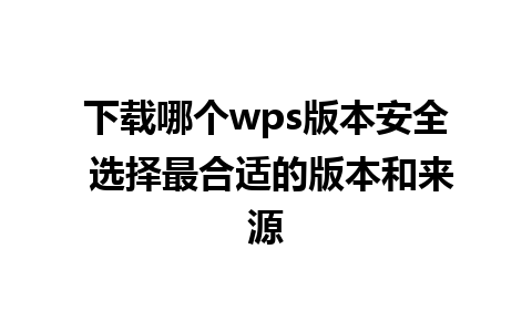 下载哪个wps版本安全 选择最合适的版本和来源