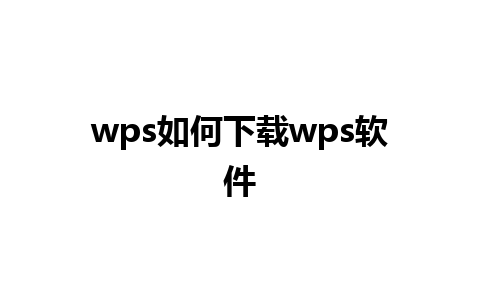 wps如何下载wps软件 