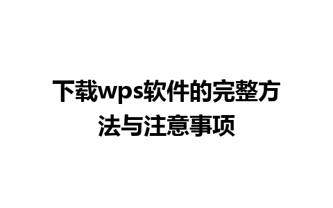 下载wps软件的完整方法与注意事项