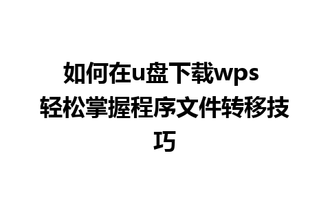 如何在u盘下载wps 轻松掌握程序文件转移技巧