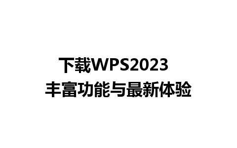 下载WPS2023  丰富功能与最新体验