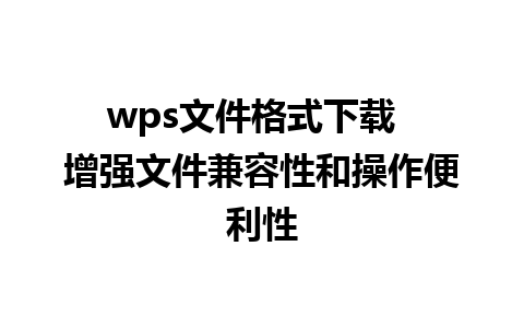 wps文件格式下载  增强文件兼容性和操作便利性