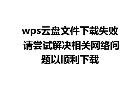 wps云盘文件下载失败 请尝试解决相关网络问题以顺利下载