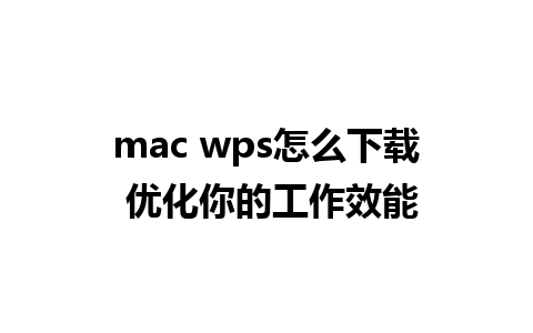 mac wps怎么下载 优化你的工作效能