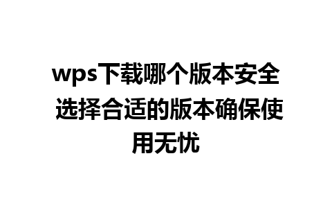 wps下载哪个版本安全 选择合适的版本确保使用无忧