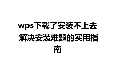 wps下载了安装不上去 解决安装难题的实用指南