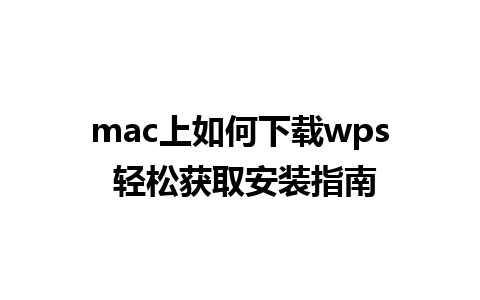 mac上如何下载wps 轻松获取安装指南