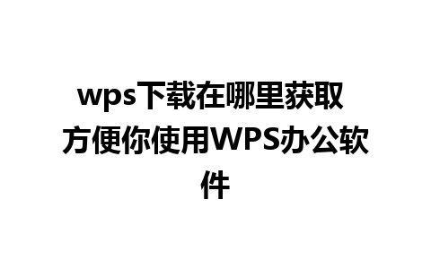 wps下载在哪里获取 方便你使用WPS办公软件