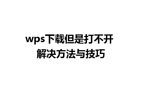 wps下载但是打不开 解决方法与技巧