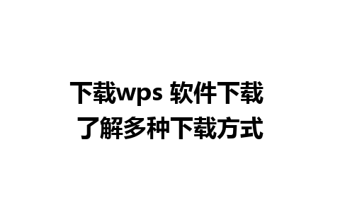 下载wps 软件下载 了解多种下载方式