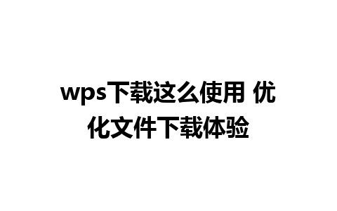 wps下载这么使用 优化文件下载体验