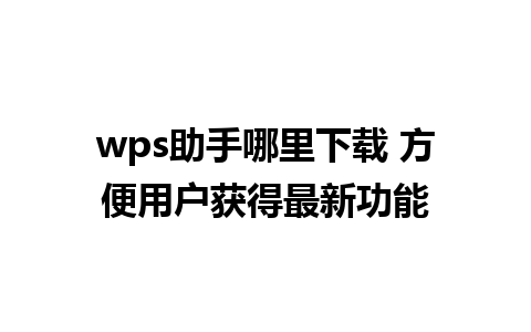 wps助手哪里下载 方便用户获得最新功能