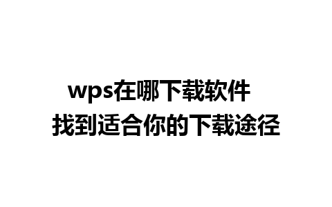 wps在哪下载软件  找到适合你的下载途径