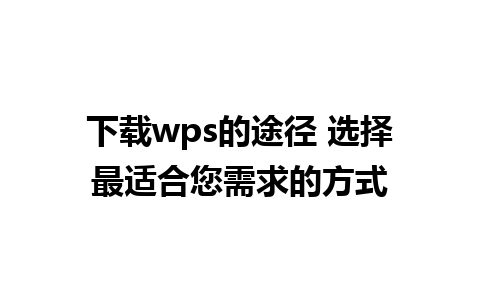 下载wps的途径 选择最适合您需求的方式