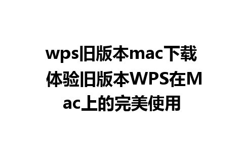 wps旧版本mac下载 体验旧版本WPS在Mac上的完美使用