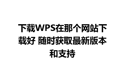 下载WPS在那个网站下载好 随时获取最新版本和支持