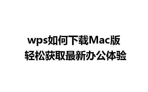 wps如何下载Mac版 轻松获取最新办公体验