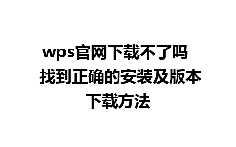 wps官网下载不了吗  找到正确的安装及版本下载方法