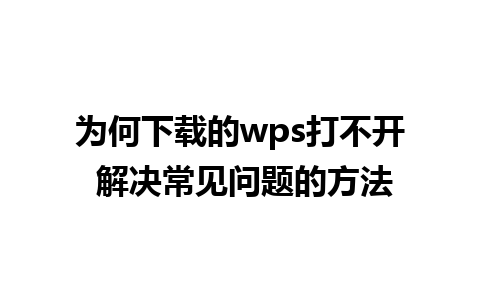 为何下载的wps打不开 解决常见问题的方法