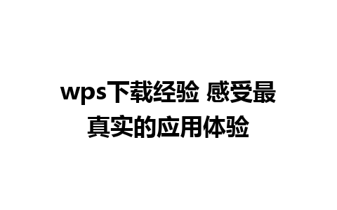 wps下载经验 感受最真实的应用体验