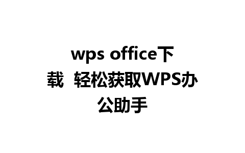 wps office下载  轻松获取WPS办公助手