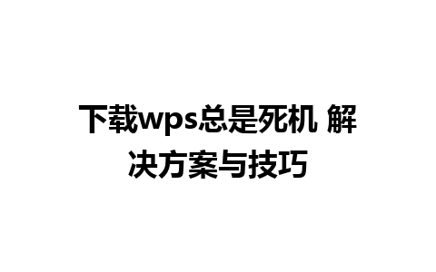 下载wps总是死机 解决方案与技巧