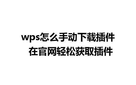 wps怎么手动下载插件  在官网轻松获取插件