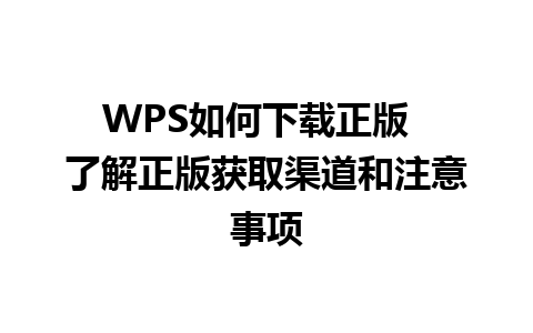 WPS如何下载正版  了解正版获取渠道和注意事项