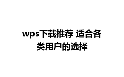 wps下载推荐 适合各类用户的选择