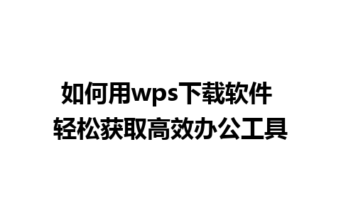 如何用wps下载软件 轻松获取高效办公工具