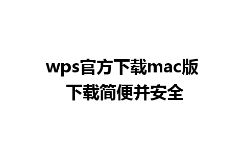 wps官方下载mac版 下载简便并安全