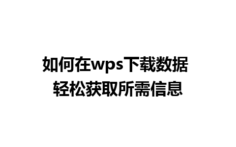 如何在wps下载数据 轻松获取所需信息