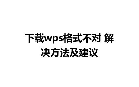 下载wps格式不对 解决方法及建议