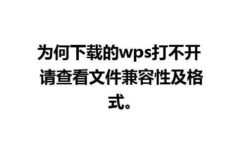 为何下载的wps打不开 请查看文件兼容性及格式。