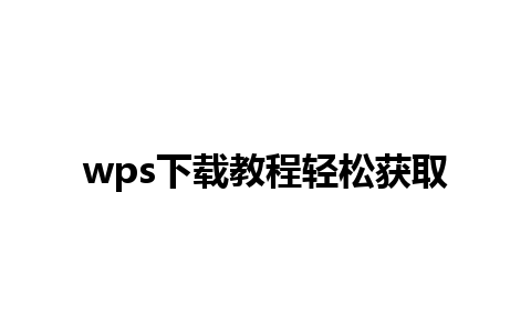 wps下载教程轻松获取