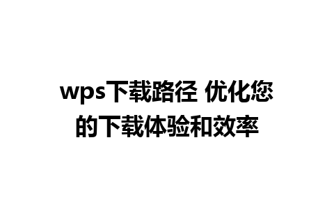 wps下载路径 优化您的下载体验和效率