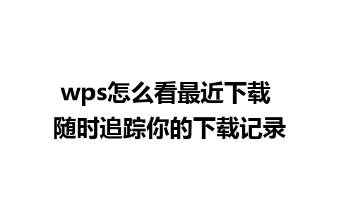 wps怎么看最近下载 随时追踪你的下载记录