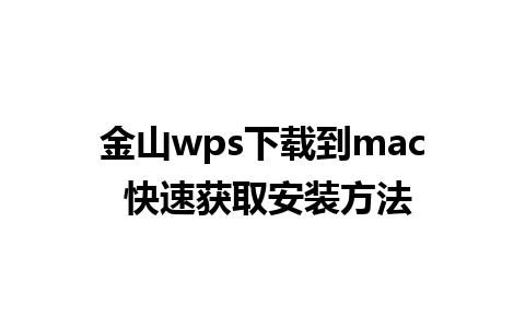 金山wps下载到mac 快速获取安装方法