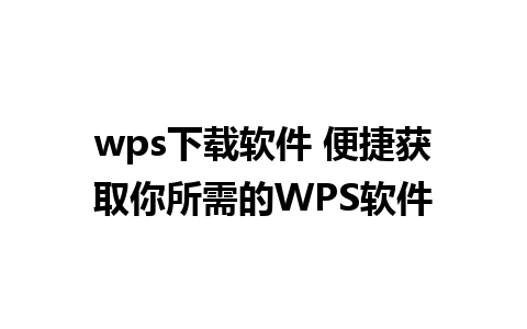 wps下载软件 便捷获取你所需的WPS软件