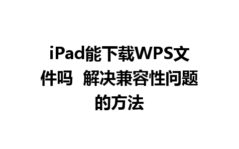 iPad能下载WPS文件吗  解决兼容性问题的方法