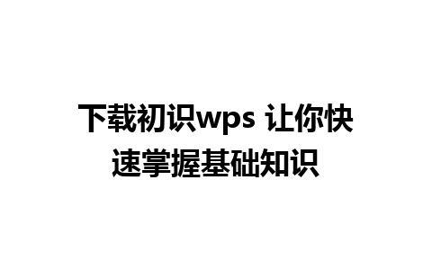 下载初识wps 让你快速掌握基础知识