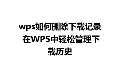 wps如何删除下载记录 在WPS中轻松管理下载历史